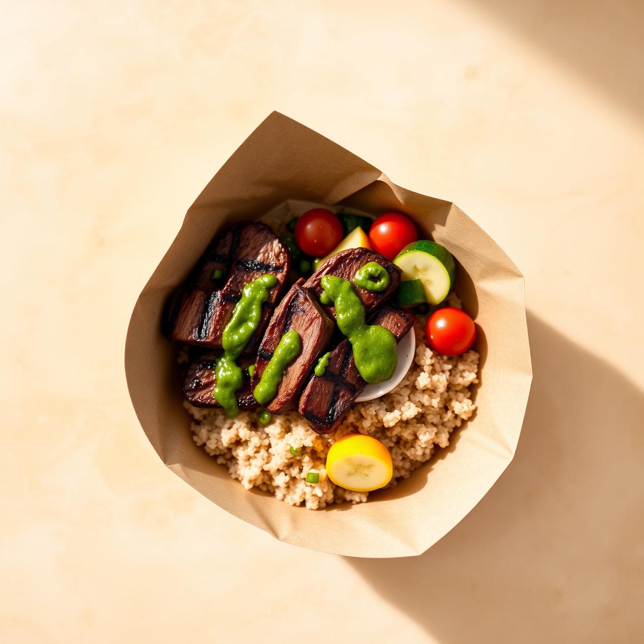 OneWell beef and brown rice bowl